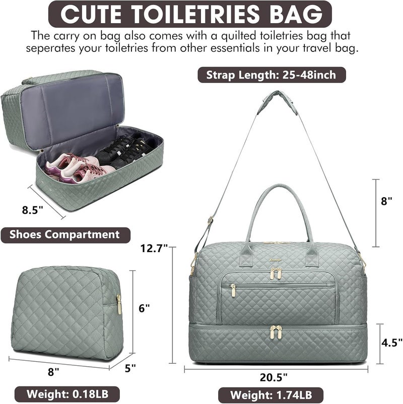 LUOCIP Large Women Travel Duffle Bag - Carry on Overnight Bag Weekend Travel Duffel Tote Bag Yoga Gym Bag with Wet Pocket Toiletry Weekender Overnight Bag for Travel Business Trips Sport Hospital - Image 2